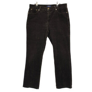 Chaps Corduroy Pants Women 10 Classic Straight Leg Mid Rise Brown Button Pockets